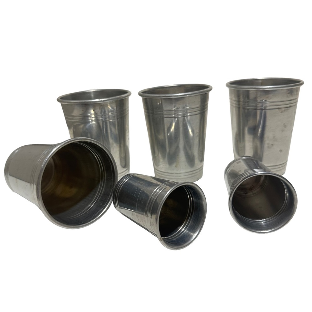 Vintage Aluminum Drink Cups (4) and Shot Glasses (2)